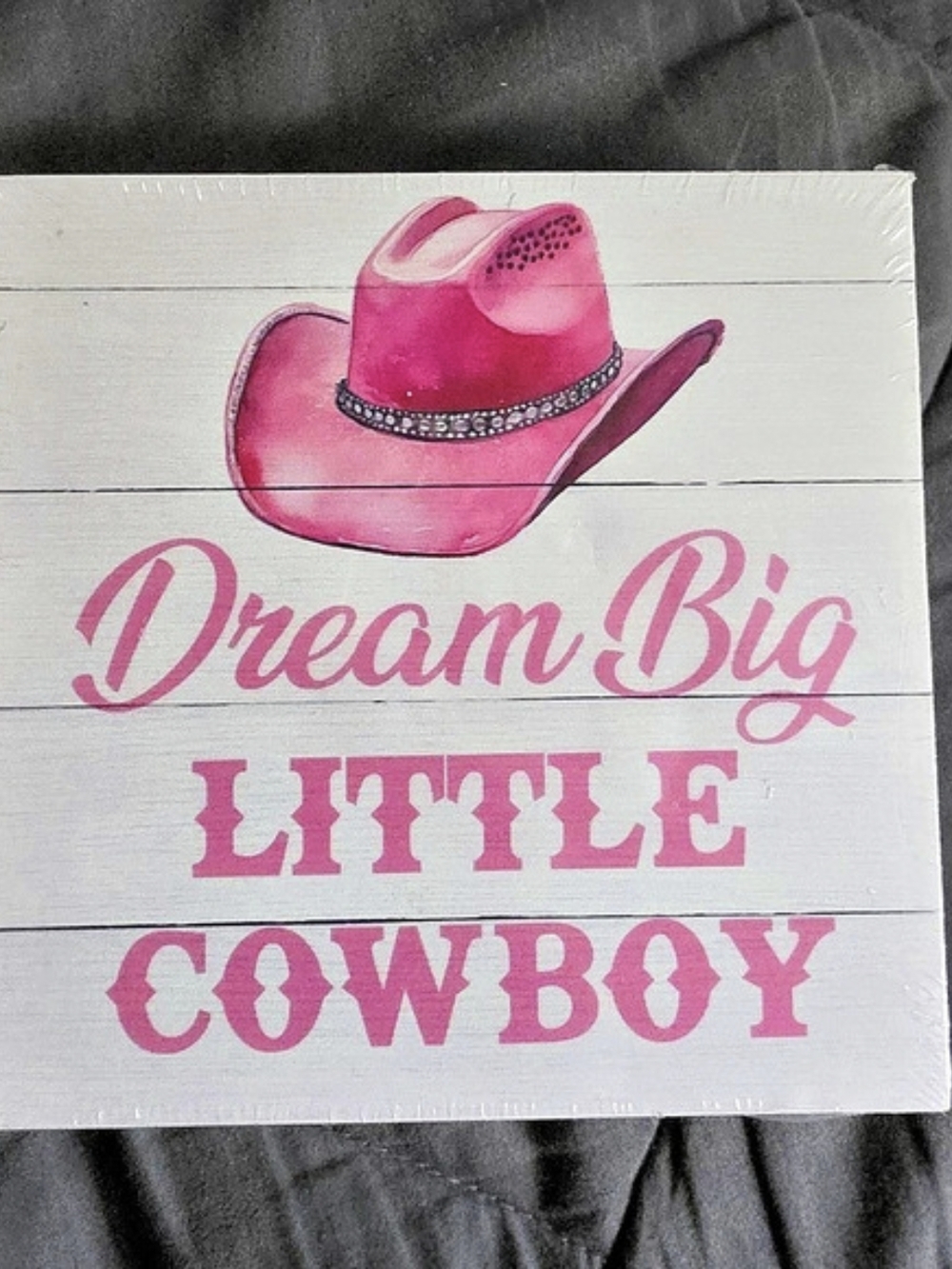 Dream Big Little Cowboy Wall Sign Pink